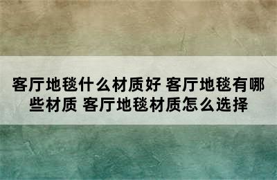 客厅地毯什么材质好 客厅地毯有哪些材质 客厅地毯材质怎么选择